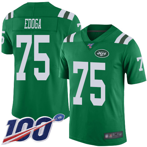 New York Jets Limited Green Youth Chuma Edoga Jersey NFL Football 75 100th Season Rush Vapor Untouchable